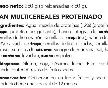Ingredientes Pan de proteínas